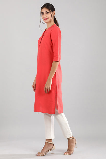 Coral Round Neck Solid kurta