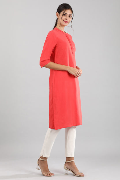 Coral Round Neck Solid kurta