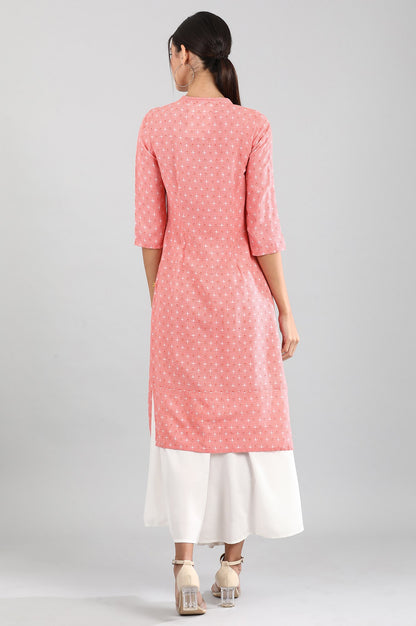 Pink Round Neck Printed kurta