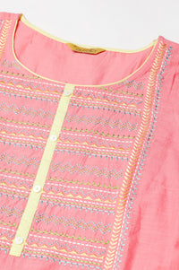Pink Round Neck Ethnic kurta