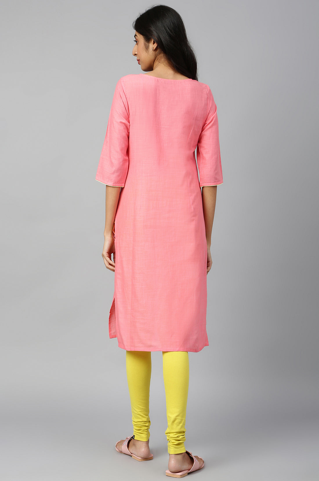 Pink Round Neck Ethnic kurta