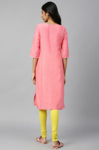 Pink Round Neck Ethnic kurta