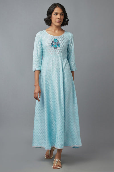 Light Blue Geometric Print Dress