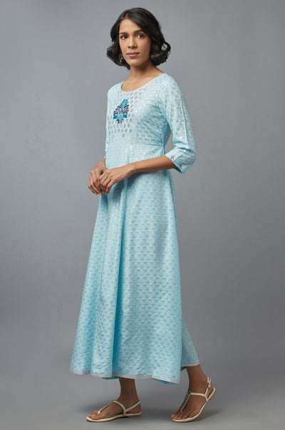 Light Blue Geometric Print Dress