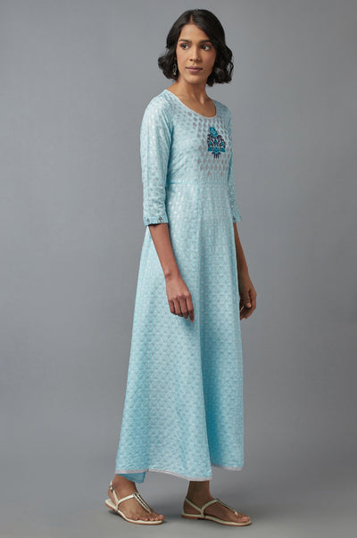 Light Blue Geometric Print Dress