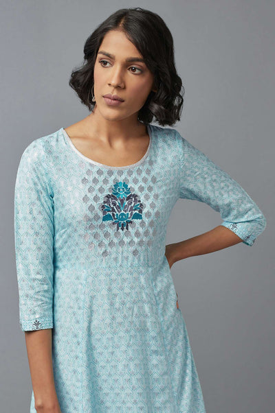 Light Blue Geometric Print Dress