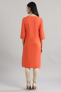 Dark Orange Embroidered kurta