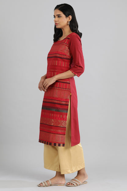 Dark Pink Geometric Print kurta