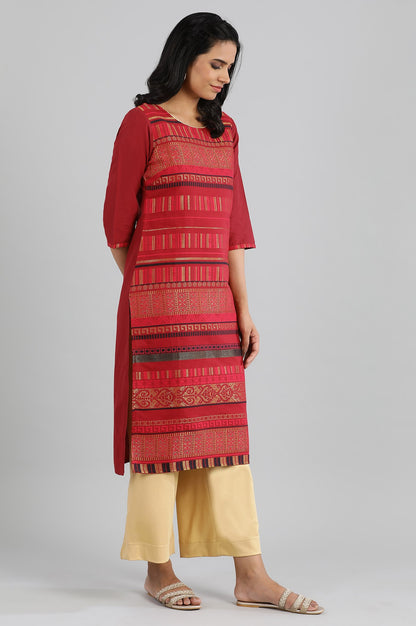 Dark Pink Geometric Print kurta