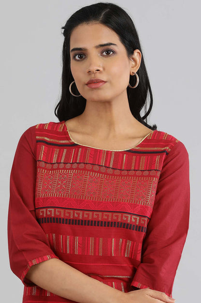 Dark Pink Geometric Print kurta