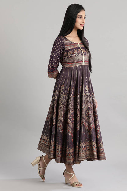 Deep Purple Calf Length Dress