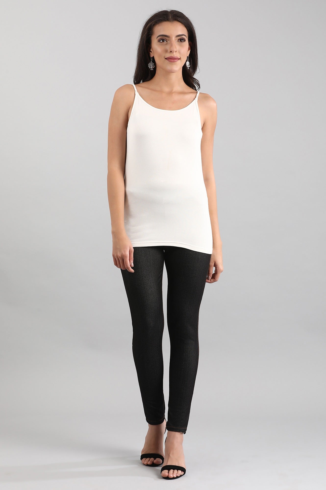 White Band Collar Solid Top