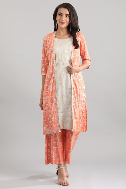 Peach-Coloured Printed Palazzos