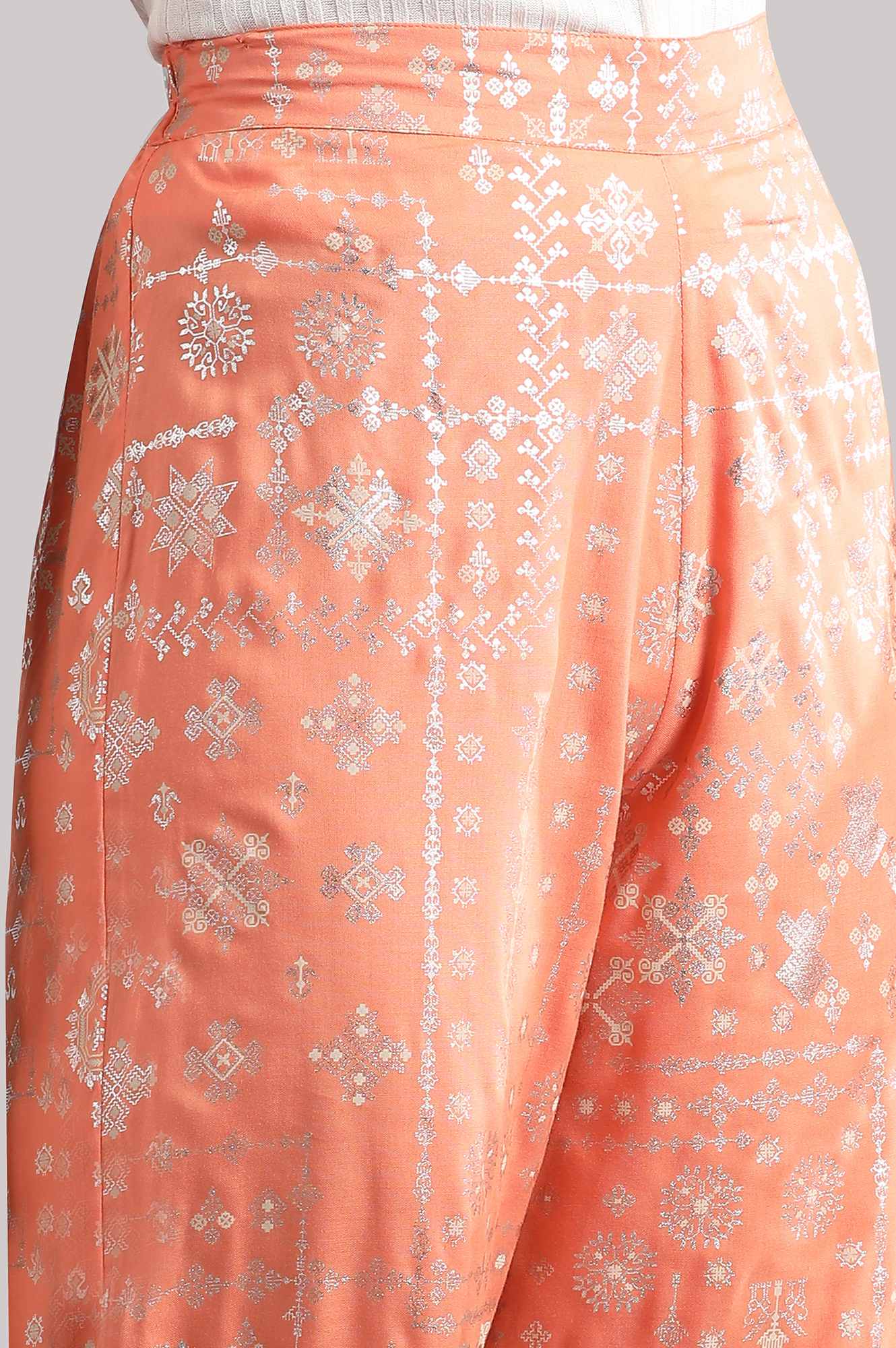 Peach-Coloured Printed Palazzos