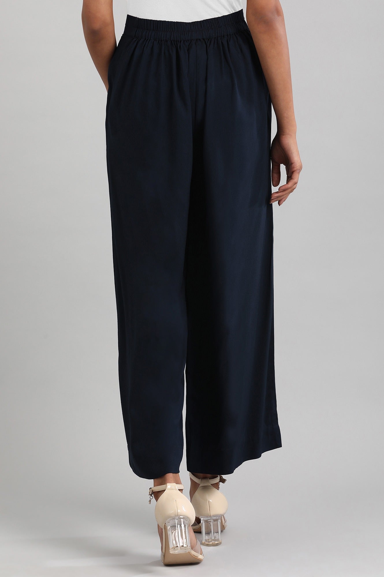 Navy Blue Solid Palazzos