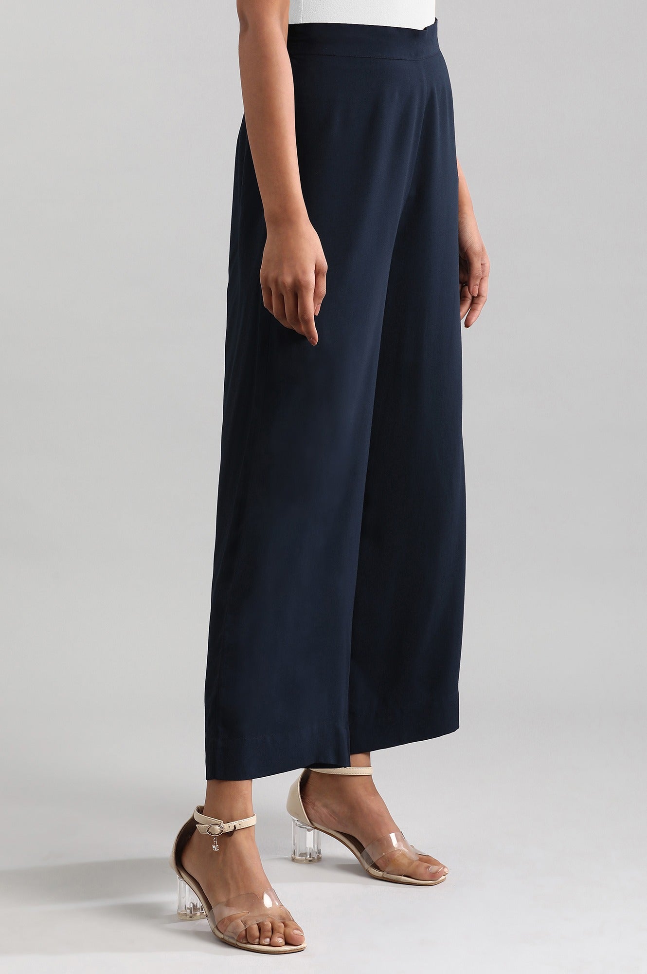 Navy Blue Solid Palazzos