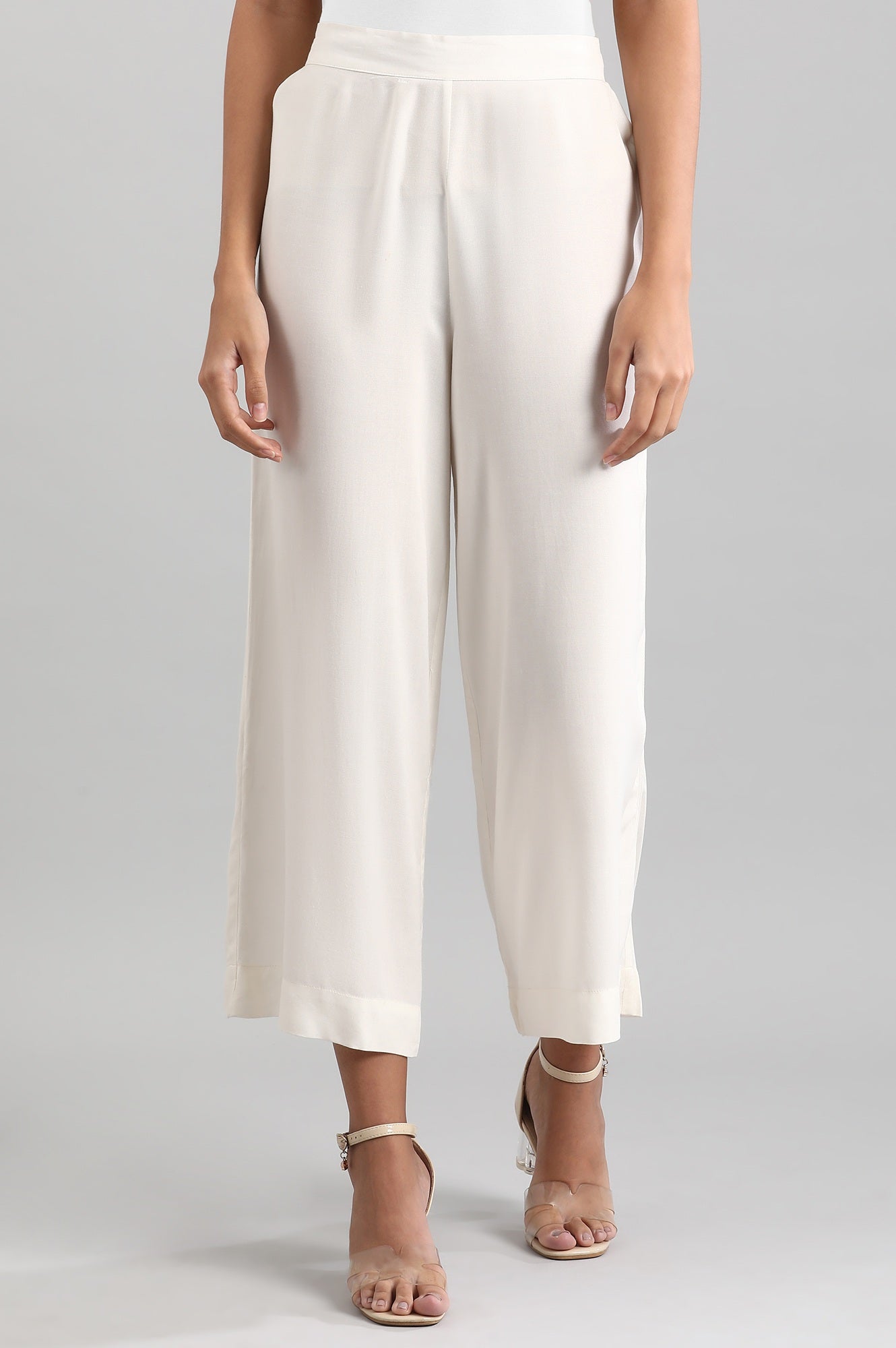 Off-White Solid Palazzos