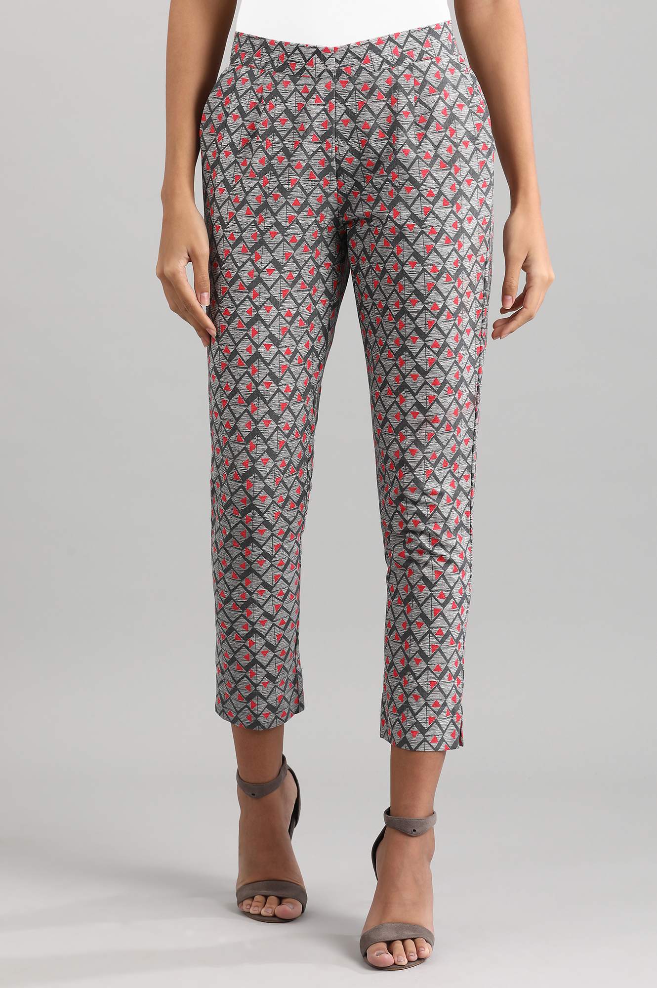 Grey Printed Trousers