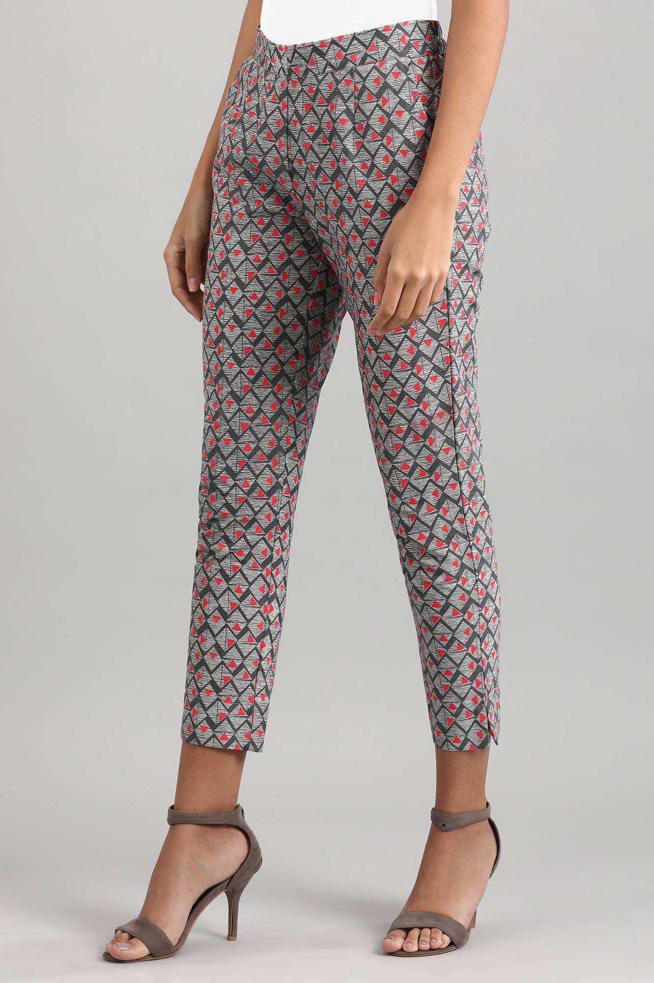 Grey Printed Trousers