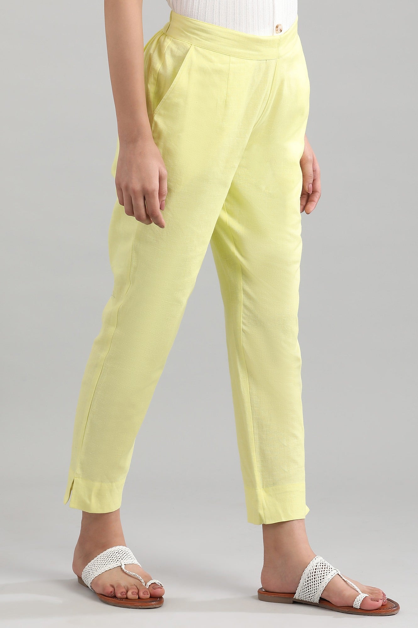 Yellow Solid Trousers