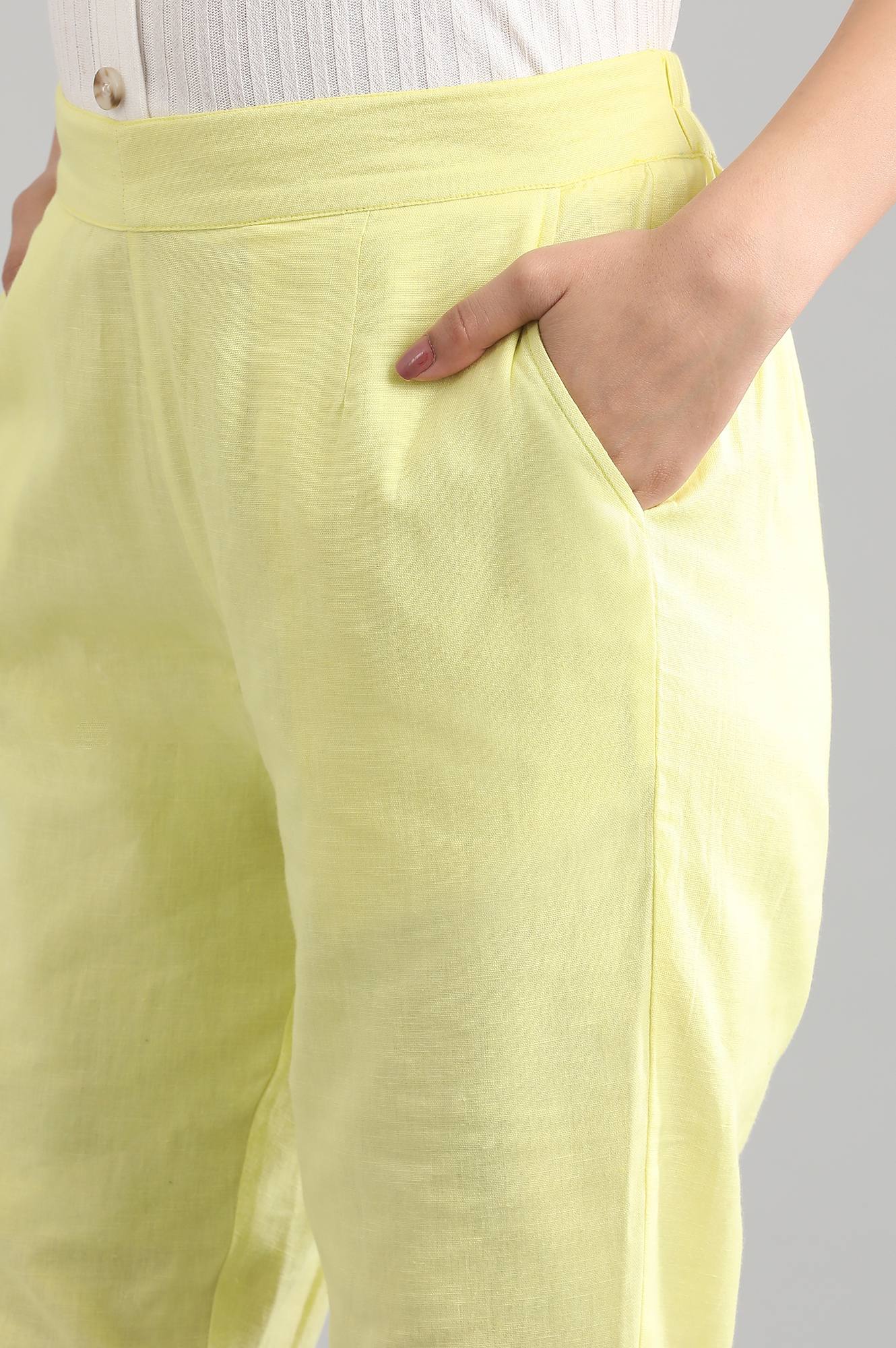 Yellow Solid Trousers