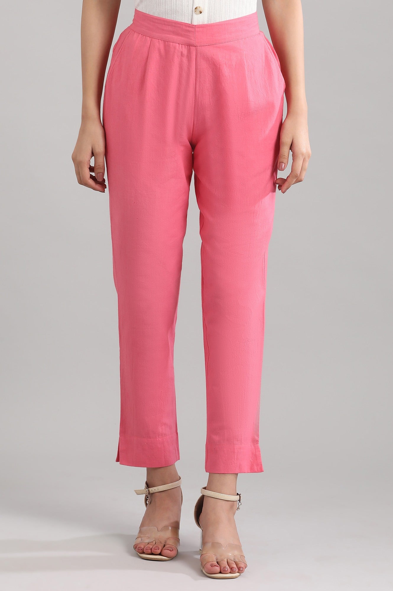 Pink Yarn-dyed Trousers