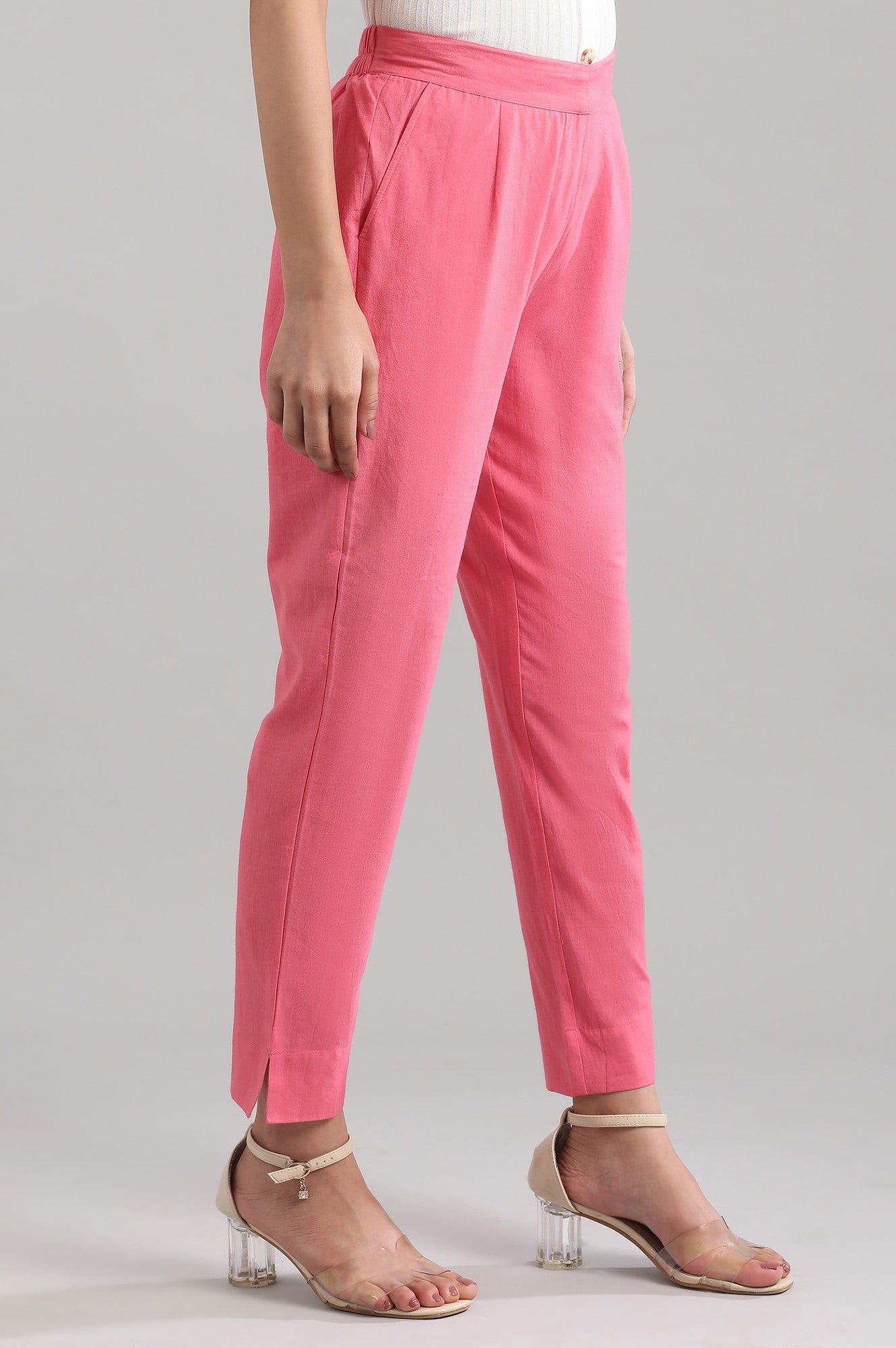 Pink Yarn-dyed Trousers