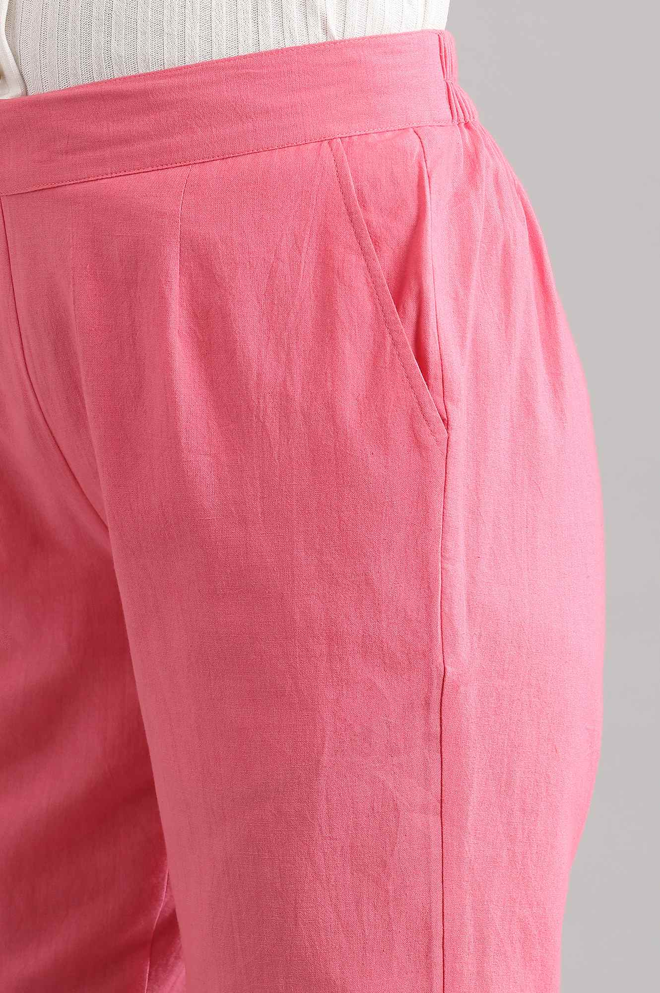 Pink Yarn-dyed Trousers