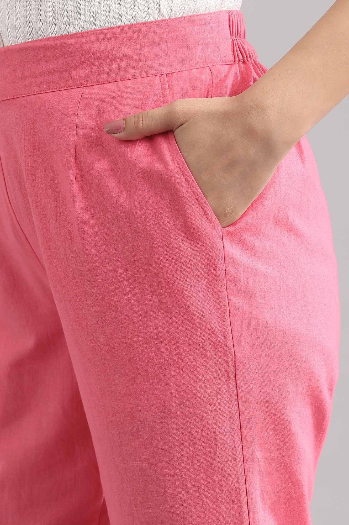 Pink Yarn-dyed Trousers