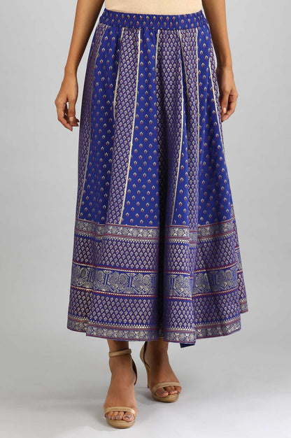 Navy Printed Skirt