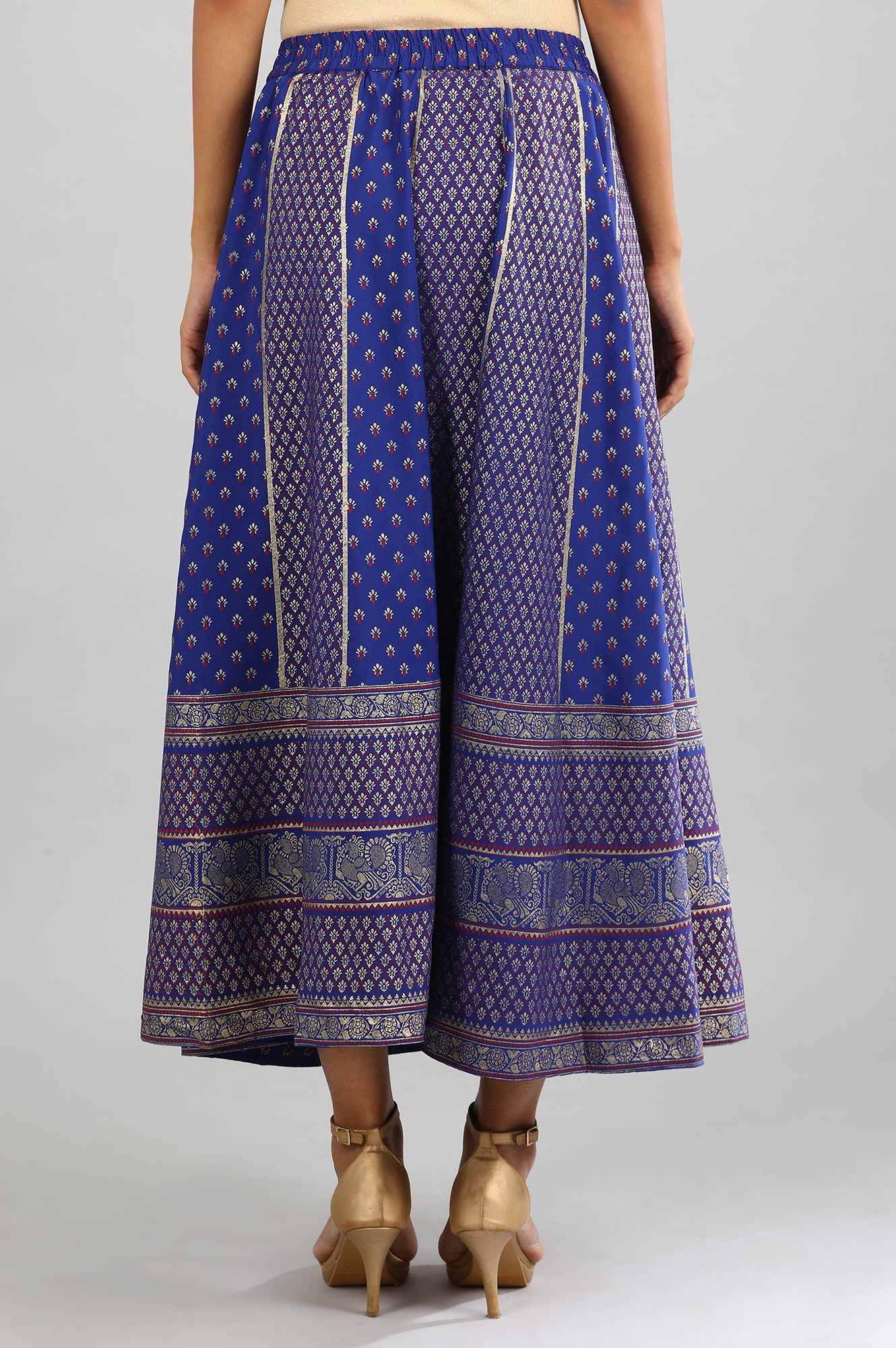 Navy Printed Skirt