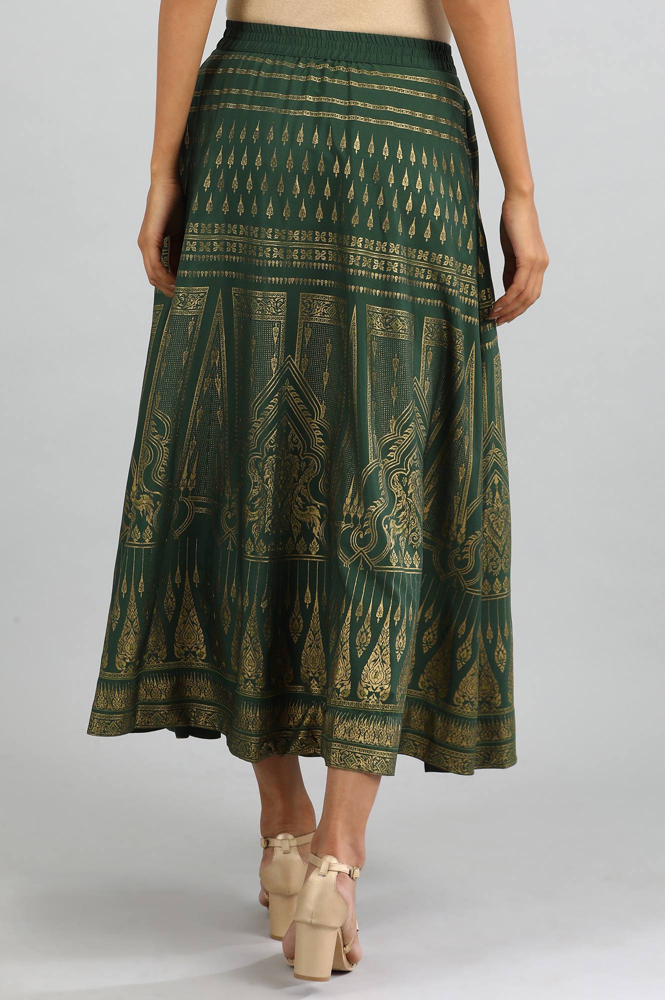 Green Printed Skirt