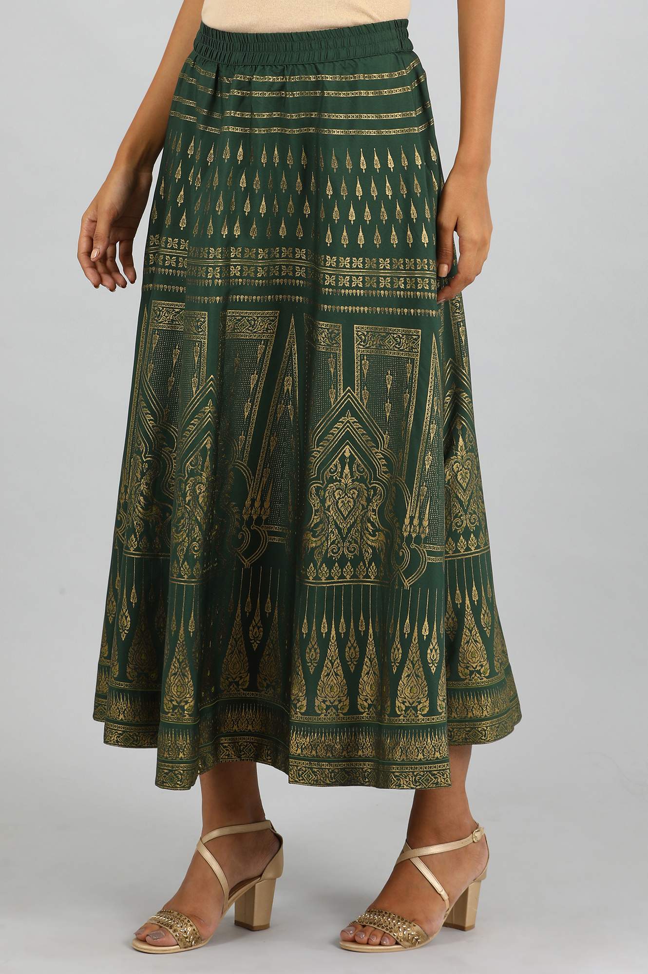 Green Printed Skirt