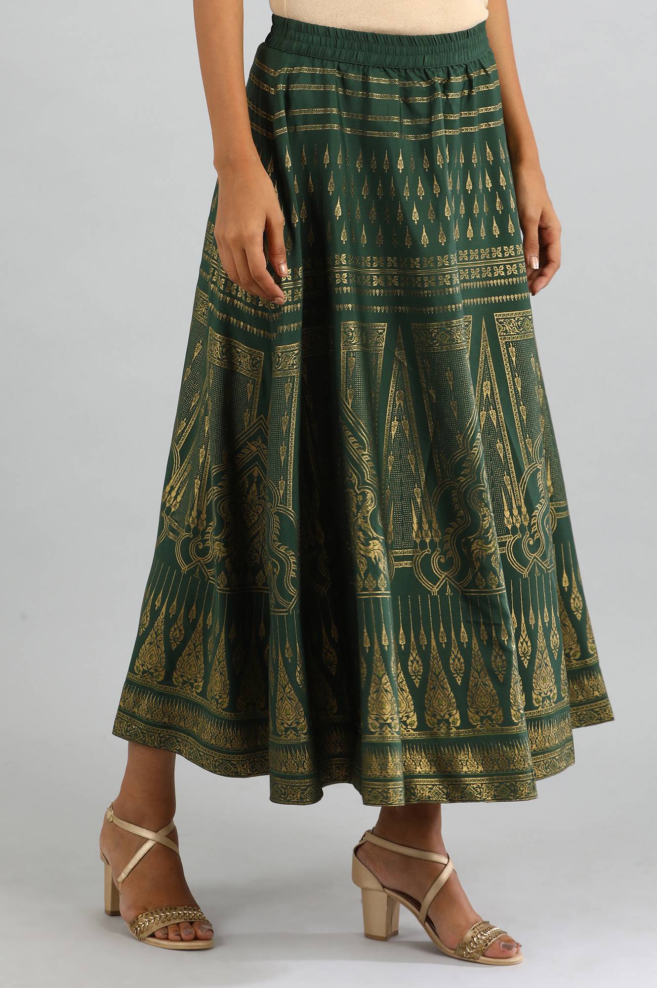 Green Printed Skirt