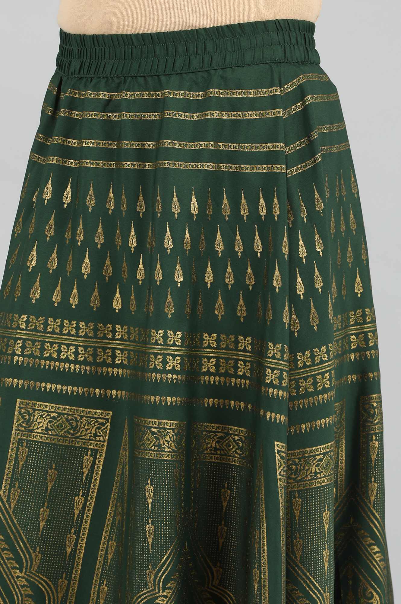 Green Printed Skirt