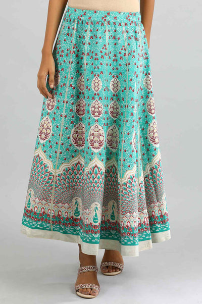 Teal Printed Skirt