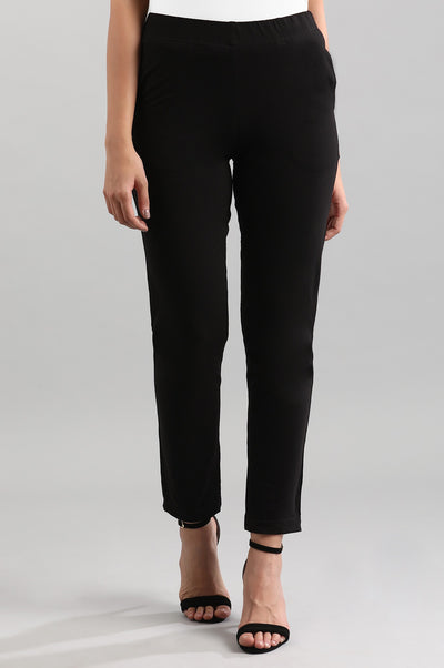Black Solid Pants