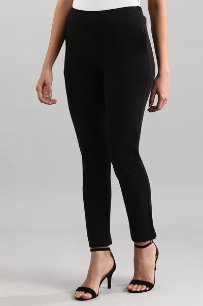 Black Solid Pants