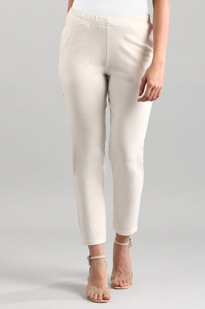 Off-White Solid Pants