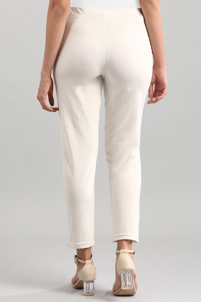 Off-White Solid Pants