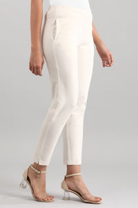 Off-White Solid Pants