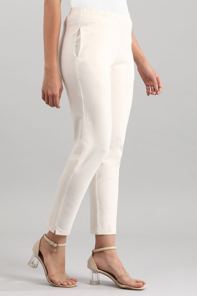 Off-White Solid Pants