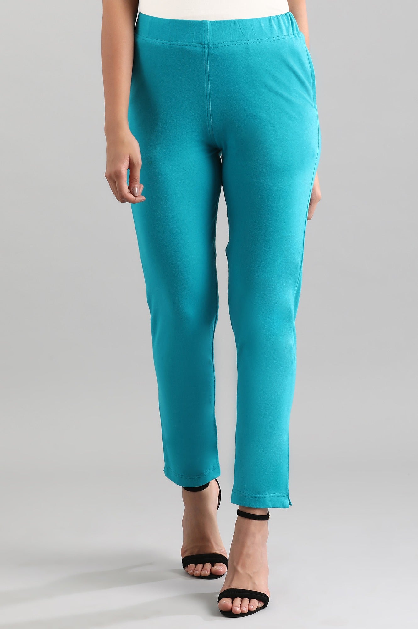 Blue Solid Pants