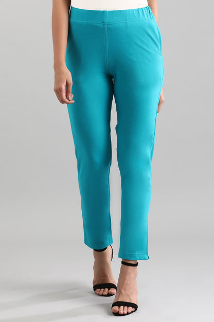 Blue Solid Pants