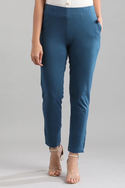 Blue Solid Pants