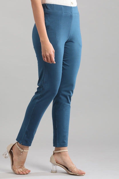 Blue Solid Pants