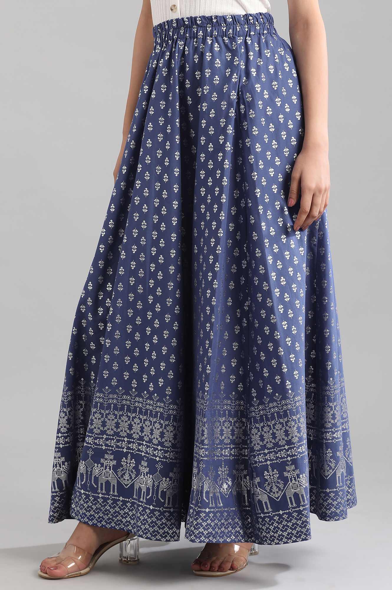 Blue Printed Skirt