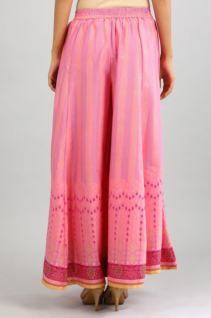 Pink Printed Flared Palazzo