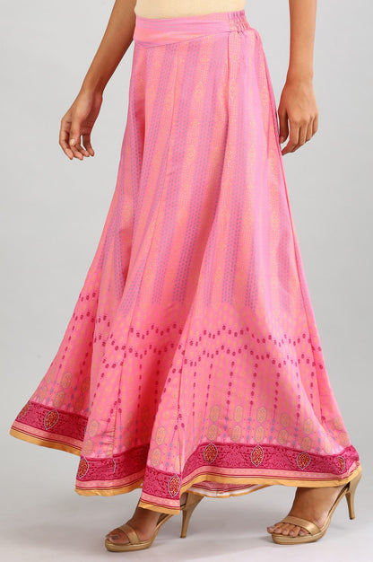 Pink Printed Flared Palazzo