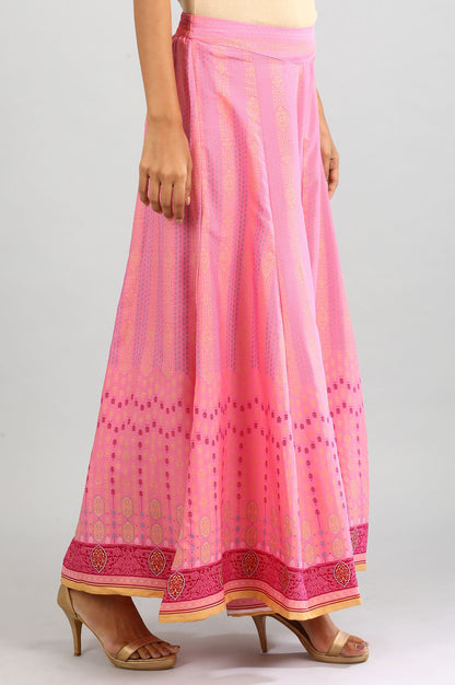 Pink Printed Flared Palazzo